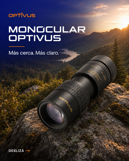 Monocular Optivus con Zoom, Trípode y Adaptador para Celular