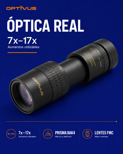Monocular Optivus con Zoom, Trípode y Adaptador para Celular