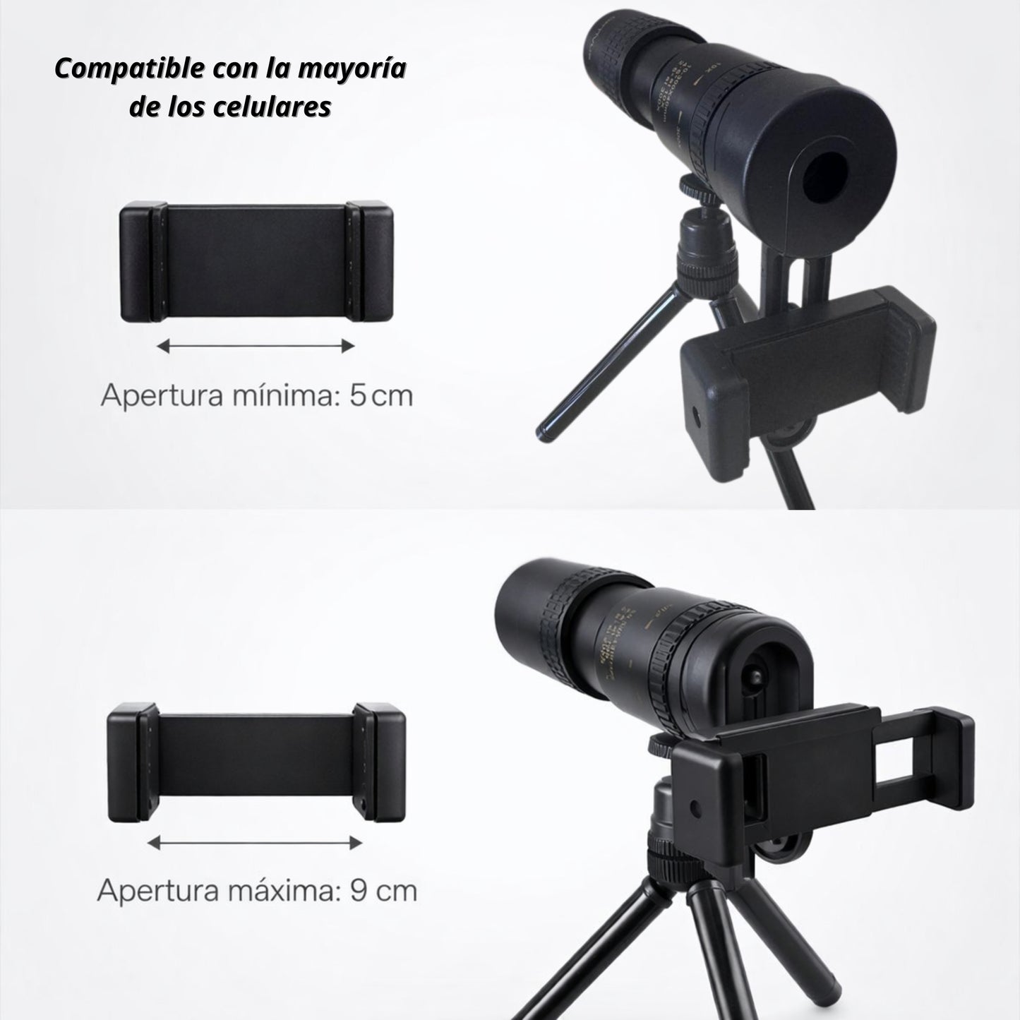 Monocular Optivus con Zoom, Trípode y Adaptador para Celular