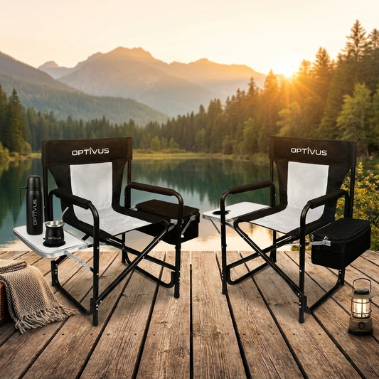 Pack Camping en Pareja: 2 Sillas con Mesa y Lunchera + Termo y Mate