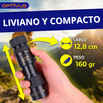 Monocular Optivus con Zoom, Trípode y Adaptador para Celular