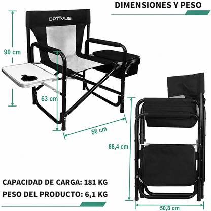 Silla Director Plegable Optivus con Mesa y Lunchera Térmica